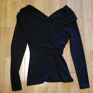 NWT Ann Taylor black ruched LS layered top XXS